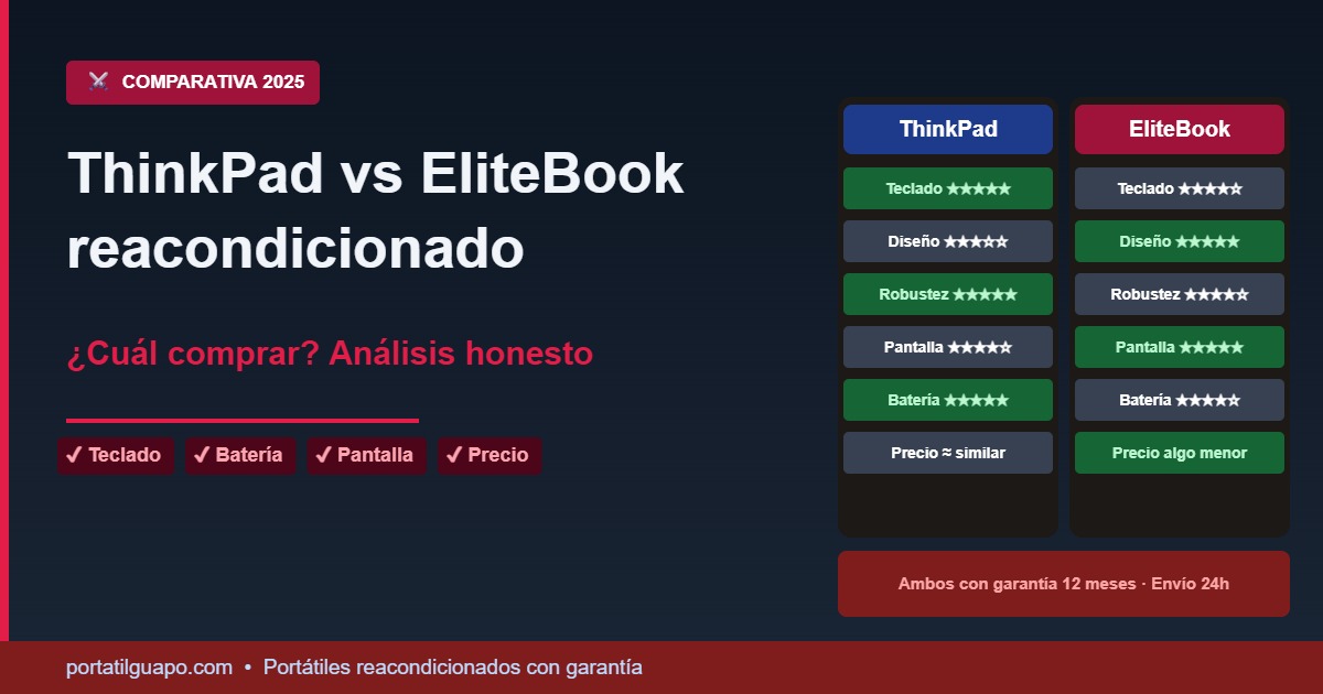 ThinkPad vs HP EliteBook reacondicionado comparativa
