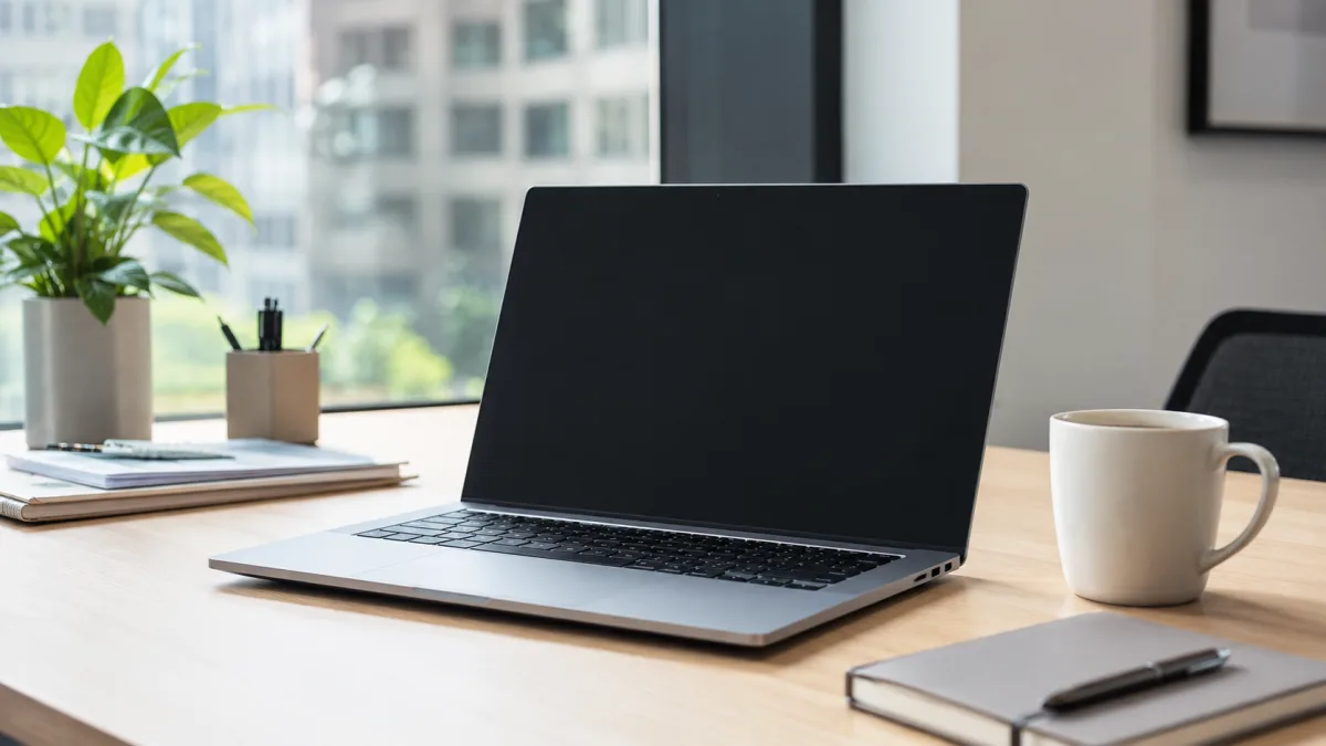 Portátil Dell Latitude reacondicionado plateado abierto sobre escritorio junto a ventana