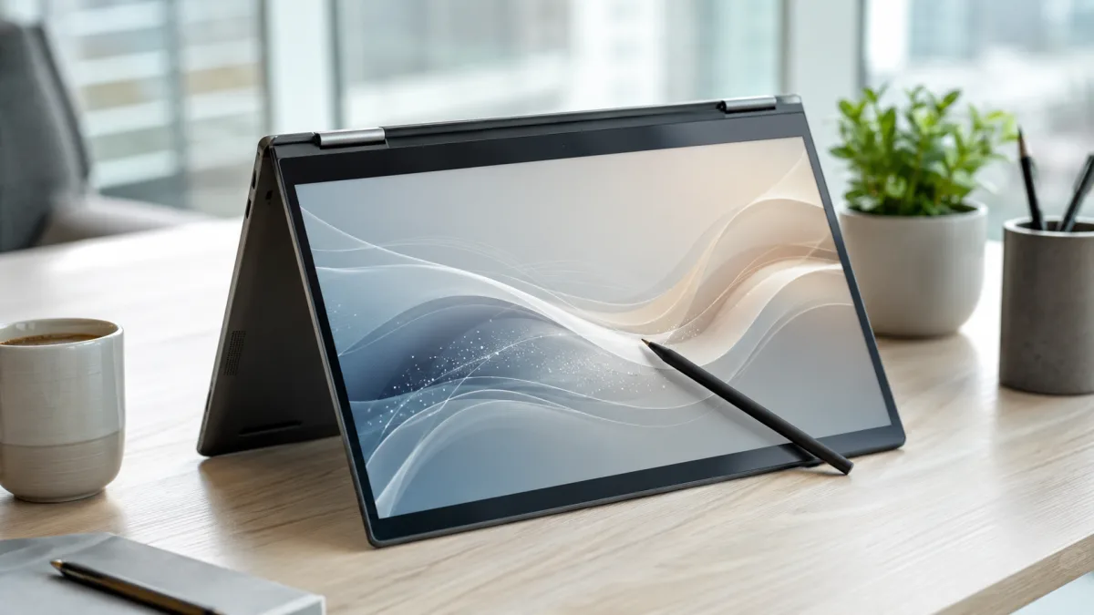 Portátil reacondicionado táctil convertible 2 en 1 en modo tablet con lápiz digital sobre la pantalla